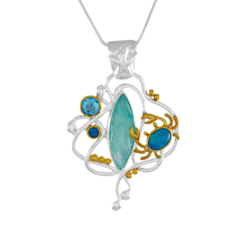 20221012 - Playful crab on stones pendant – Michou Jewelry